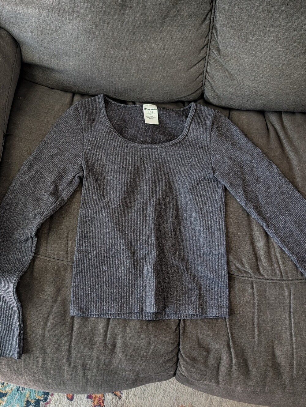 No Boundaries Charcoal Ribbed Long-Sleeve Tee